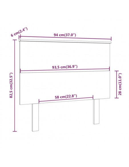 Testiera per Letto Miele 94x6x82,5 cm in Legno Massello di Pino