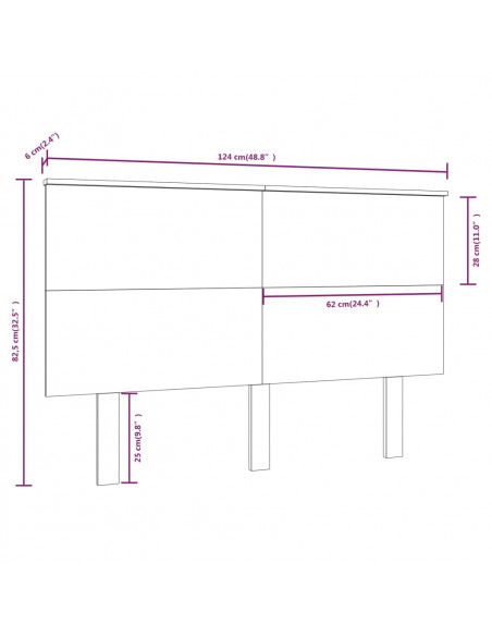 Testiera per Letto Miele 124x6x82,5cm in Legno Massello di Pino