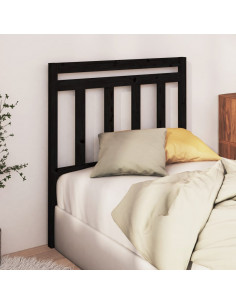 Testiera per Letto Nera 106x4x100 cm in Legno Massello di Pino