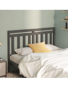 Testiera per Letto Grigia 126x4x100cm in Legno Massello di Pino