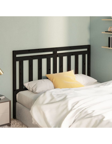 Testiera per Letto Nera 156x4x100 cm in Legno Massello di Pino