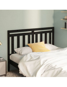 Testiera per Letto Nera 166x4x100 cm in Legno Massello di Pino