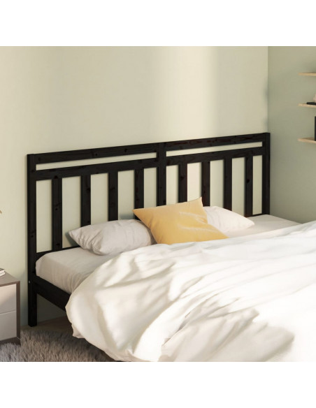 Testiera per Letto Nera 186x4x100 cm in Legno Massello di Pino