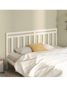 Testiera per Letto Bianca 206x4x100cm in Legno Massello di Pino