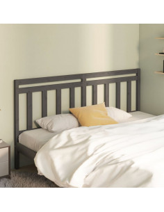 Testiera per Letto Grigia 206x4x100cm in Legno Massello di Pino