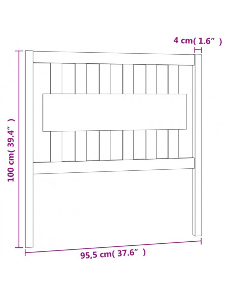 Testiera per Letto Nera 95,5x4x100 cm in Legno Massello di Pino