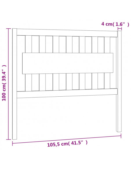 Testiera per Letto Nera 105,5x4x100cm in Legno Massello di Pino