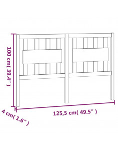 Testiera per Letto Miele 125,5x4x100 cm Legno Massello di Pino