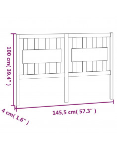 Testiera per Letto Bianca 145,5x4x100 cm Legno Massello di Pino