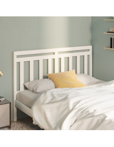 Testiera per Letto Bianca 146x4x100cm in Legno Massello di Pino