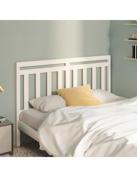 Testiera per Letto Bianca 146x4x100cm in Legno Massello di Pino