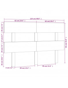 Testiera per Letto 124x3x81 cm in Legno Massello di Pino