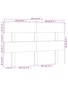 Testiera per Letto Miele 138x3x81 cm in Legno Massello di Pino