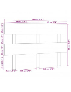 Testiera per Letto Nera 138x3x81 cm in Legno Massello di Pino
