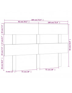 Testiera per Letto Bianca 184x3x81 cm in Legno Massello di Pino