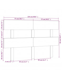 Testiera per Letto Bianca 154x3x81 cm Legno Massello di Pino