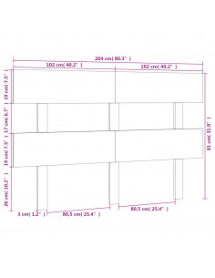 Testiera per Letto Miele 204x3x81 cm in Legno Massello di Pino