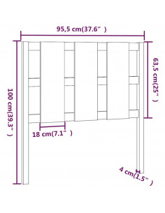 Testiera per Letto Grigia 95,5x4x100 cm Legno Massello di Pino