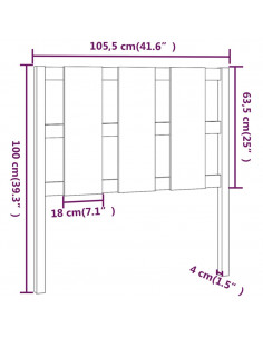 Testiera Letto Grigia 105,5x4x100 cm in Legno Massello di Pino