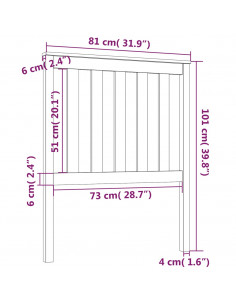 Testiera per Letto Nera 81x6x101 cm in Legno Massello di Pino