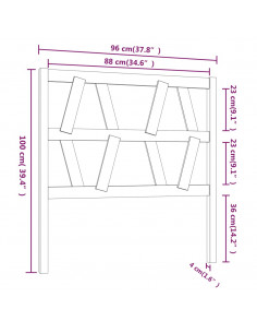 Testiera per Letto Nera 96x4x100 cm in Legno Massello di Pino