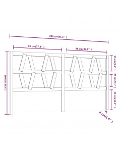 Testiera per Letto Bianca 206x4x100 cm Legno Massello di Pino