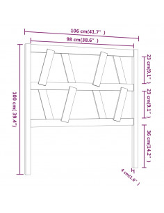 Testiera per Letto 106x4x100 cm in Legno Massello di Pino