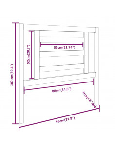Testiera per Letto 96x4x100 cm in Legno Massello di Pino