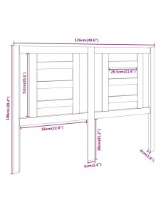 Testiera per Letto Bianca 126x4x100cm in Legno Massello di Pino