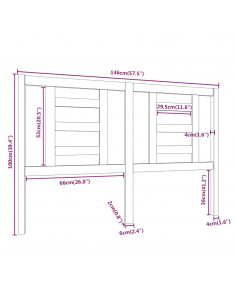Testiera per Letto 146x4x100 cm in Legno Massello di Pino