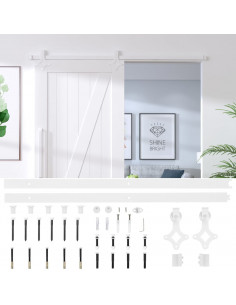 Kit Accessori per Porta Scorrevole 183 cm in Acciaio Bianco