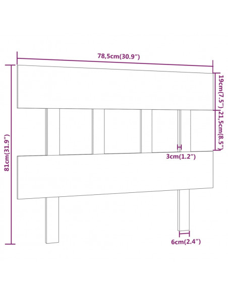 Testiera per Letto Miele 78,5x3x81 cm in Legno Massello di Pino