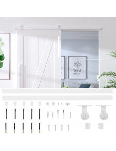 Kit Accessori per Porta Scorrevole 183 cm in Acciaio Bianco