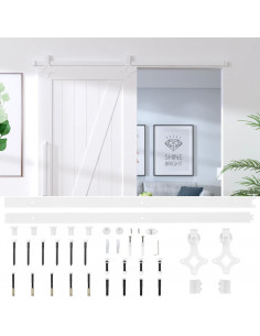 Kit Accessori per Porta Scorrevole 200 cm in Acciaio Bianco