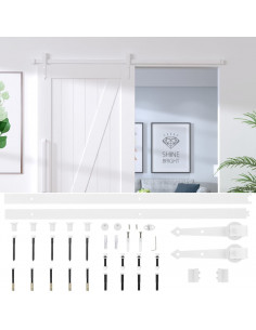 Kit Accessori per Porta Scorrevole 200 cm in Acciaio Bianco