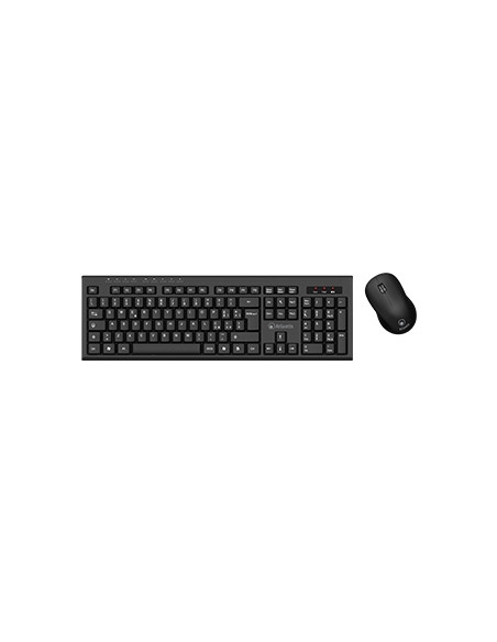 KIT ATLANTIS BASIC 300W P013-AX280G+M TASTIERA MM WIRELESS + MOUSE OTTICO WIRELESS 3 Tasti+scroll, Ricevitore nano-size USB Nero