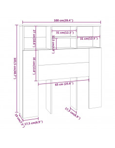Testiera con Contenitore Bianco 100x19x103,5 cm