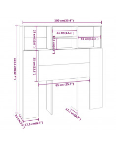 Testiera con Contenitore Nero 100x19x103,5 cm