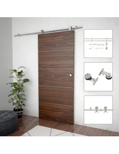 Kit Binari Porta Scorrevole 183 cm Acciaio Inossidabile Argento