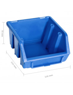 Kit Contenitori 96 pz con Pannelli a Parete Blu e Nero