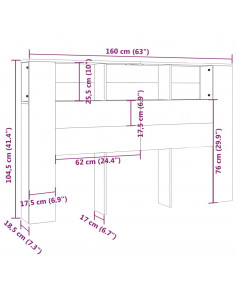 Testiera con Scomparti Grigio Cemento 160x18,5x104,5 cm
