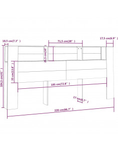 Testiera con Scomparti Bianca 220x18,5x104,5 cm