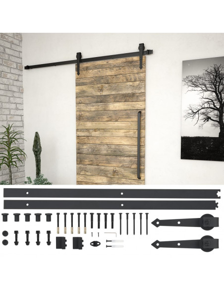 Kit di Binari per Porte Scorrevoli 183 cm Acciaio Nero
