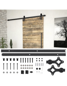 Kit di Binari per Porte Scorrevoli SKIEN 183 cm Acciaio Nero