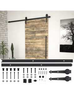 Kit di Binari per Porte Scorrevoli SKIEN 200 cm Acciaio Nero