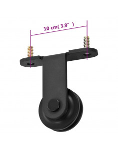 Kit di Binari per Porte Scorrevoli SKIEN 200 cm Acciaio Nero