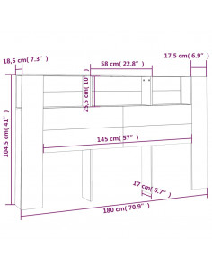 Testiera con Scomparti Rovere Fumo 180x18,5x104,5 cm