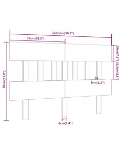 Testiera per Letto 143,5x3x81 cm in Legno Massello di Pino