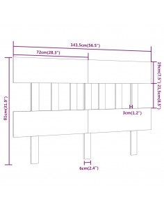 Testiera per Letto Miele 143,5x3x81cm in Legno Massello di Pino
