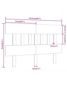 Testiera per Letto Grigia 153,5x3x81 cm Legno Massello di Pino